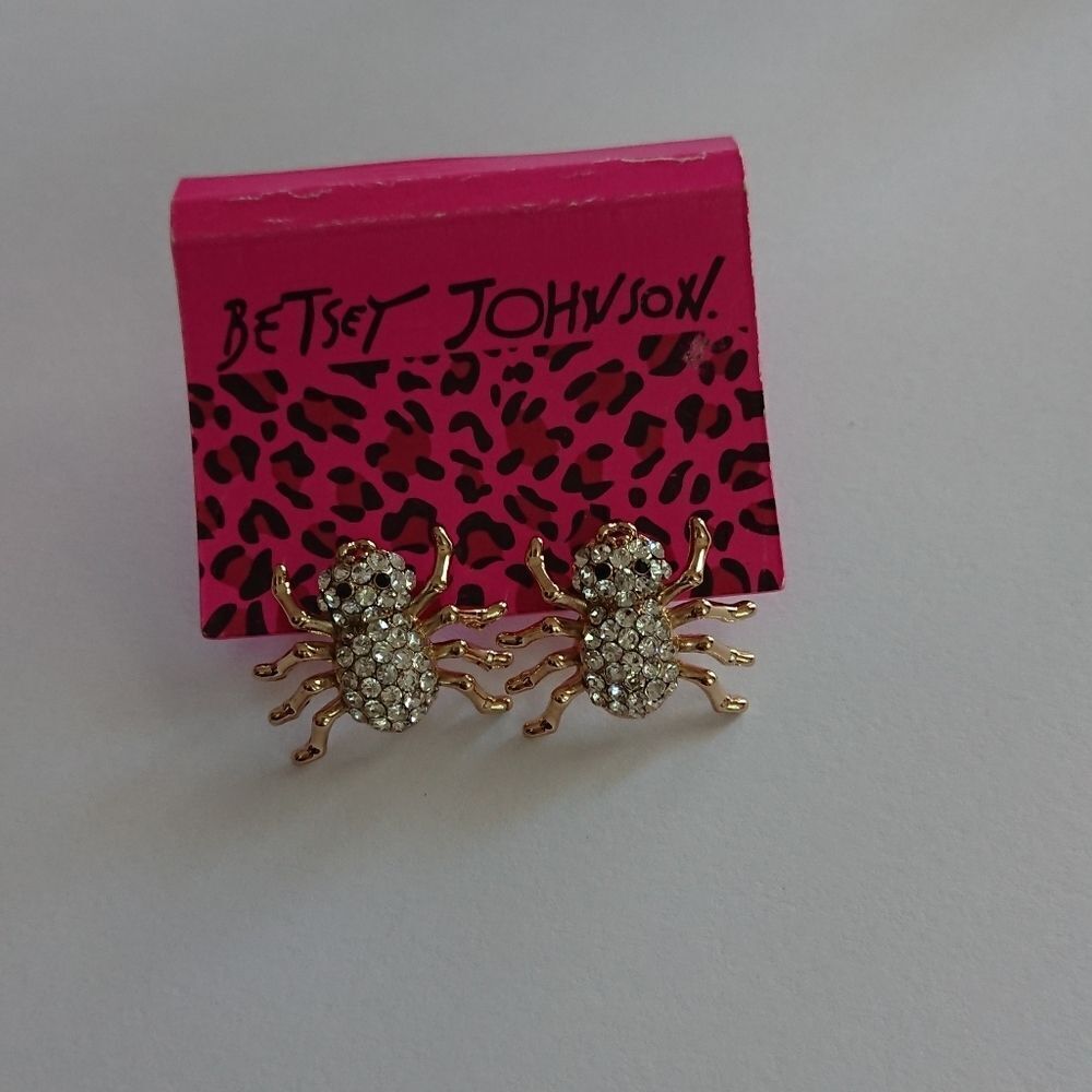 Betsey Johnson spider bling earrings